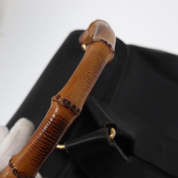 GUCCI Bamboo Backpack Leather Black Gold 003 2058 0016 Auth 154504 main image 6